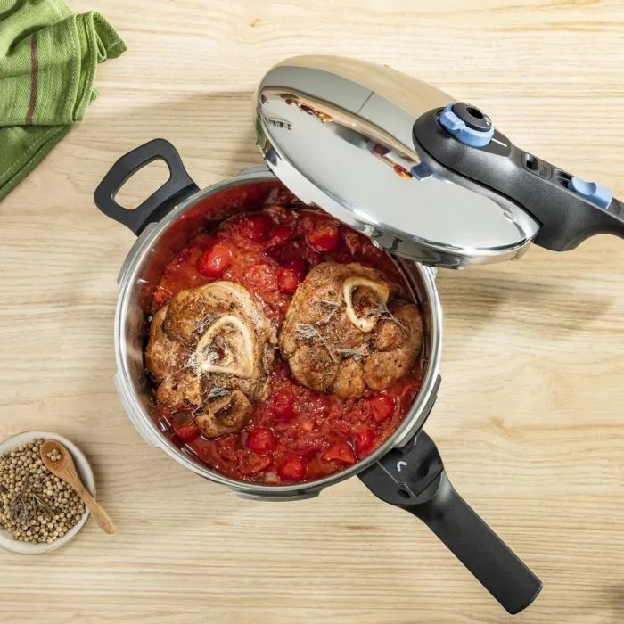 Скороварка Tefal Secure Trendy, 8л, з паровим кошиком, нержавіюча сталь, пластик