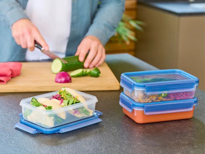 Контейнер Tefal Master Seal Eco 0,8л, прямокутний, пластик, прозорий, блакитний