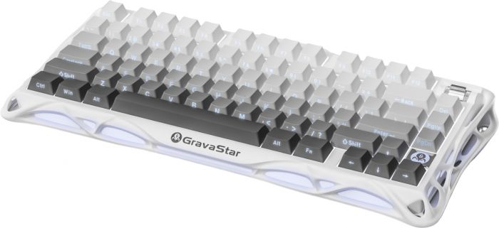 Клавіатура механічна GravaStar Mercury K1 80keys, GravaStar x Kailh Cheery Pink, EN/UKR, BT/WL/USB, білий