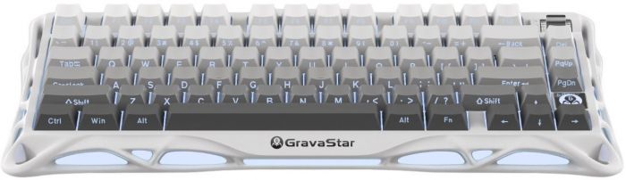 Клавіатура механічна GravaStar Mercury K1 80keys, GravaStar x Kailh Cheery Pink, EN/UKR, BT/WL/USB, білий