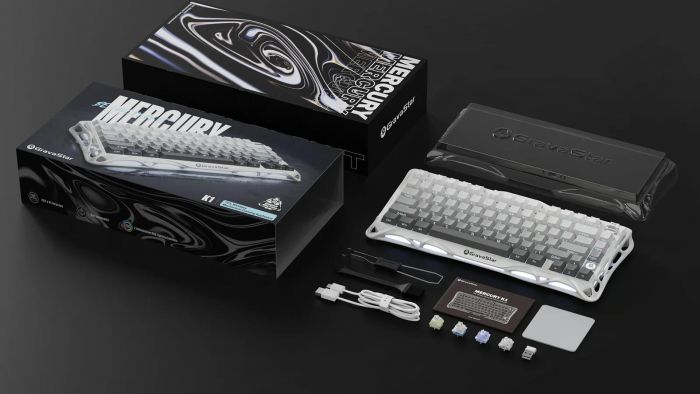 Клавіатура механічна GravaStar Mercury K1 80keys, GravaStar x Kailh Cheery Pink, EN/UKR, BT/WL/USB, білий