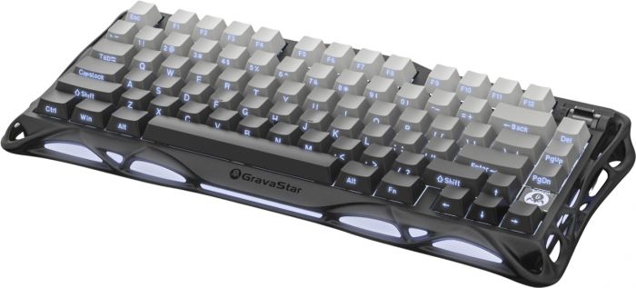 Клавіатура механічна GravaStar Mercury K1 80keys, GravaStar x Kailh Cheery Pink, EN/UKR, BT/WL/USB, чорний