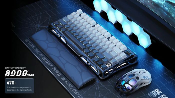 Клавіатура механічна GravaStar Mercury K1 80keys, GravaStar x Kailh Cheery Pink, EN/UKR, BT/WL/USB, чорний