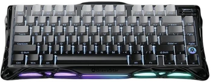 Клавіатура механічна GravaStar Mercury K1 80keys, GravaStar x Kailh Cheery Pink, EN/UKR, BT/WL/USB, чорний