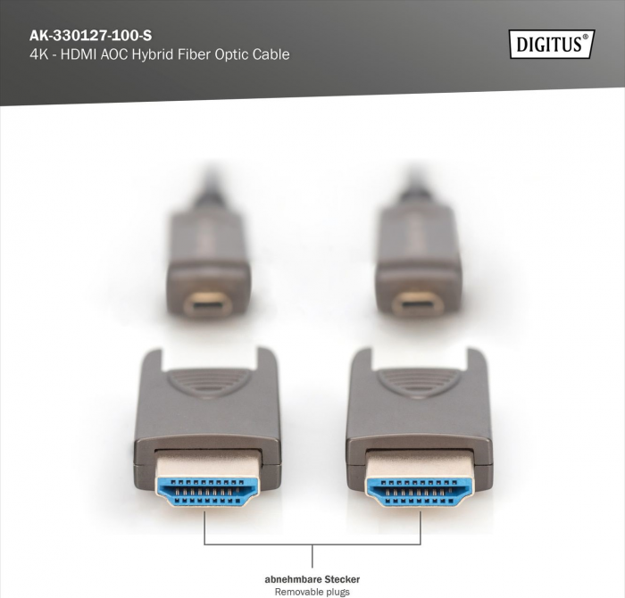 Кабель DIGITUS HDMI (M/M), 4K, AOC, 10м, чорний