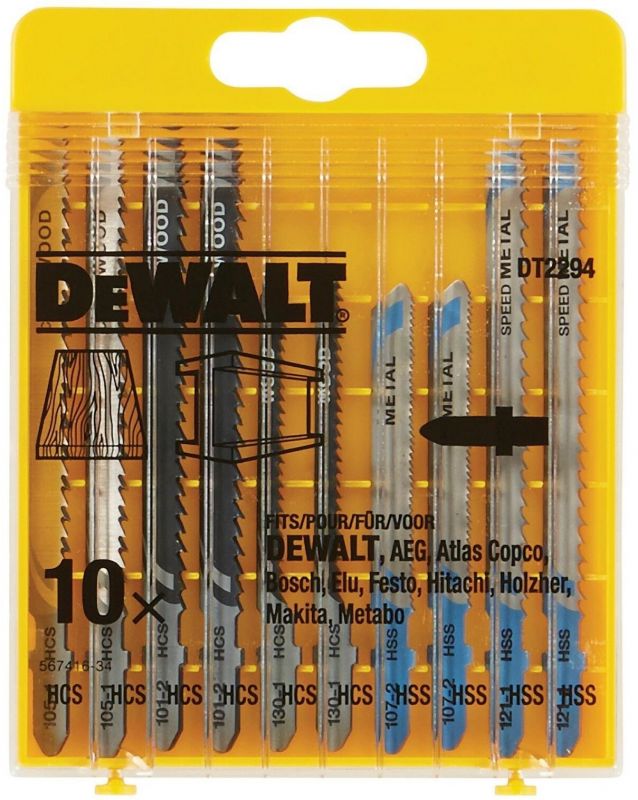 Полотно пиляльне для електролобзика DeWalt по дереву та металу, набір 10шт