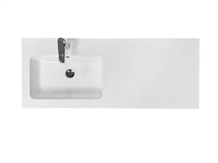 Набір для ванної кімнати, раковина, умивальник Adamant FLATE 120L, штучний камінь, прямокут., з сифоном Click-Clack + змішувач