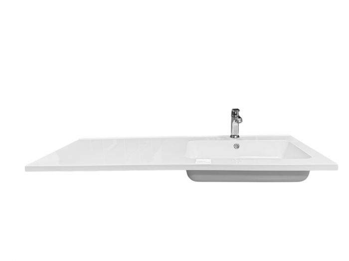 Набір для ванної кімнати, раковина, умивальник Adamant FLATE 120R, штучний камінь, прямокут., з сифоном Click-Clack + змішувач