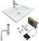 Набір для ванної кімнати, раковина, умивальник Adamant FLATE 60, штучний камінь, прямокут., з сифоном Click-Clack + змішувач
