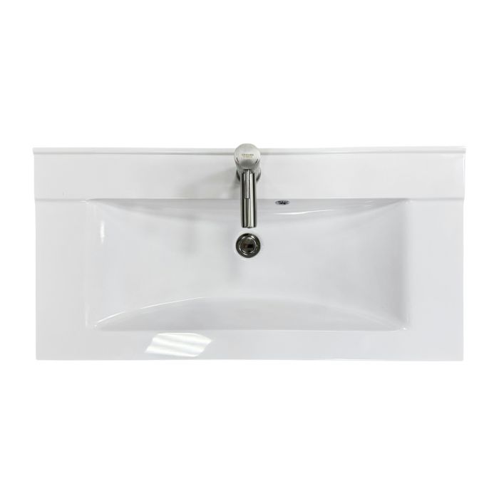 Набір для ванної кімнати, раковина, умивальник Adamant QUANTO 90, штучний камінь, прямокут., з сифоном Click-Clack + змішувач