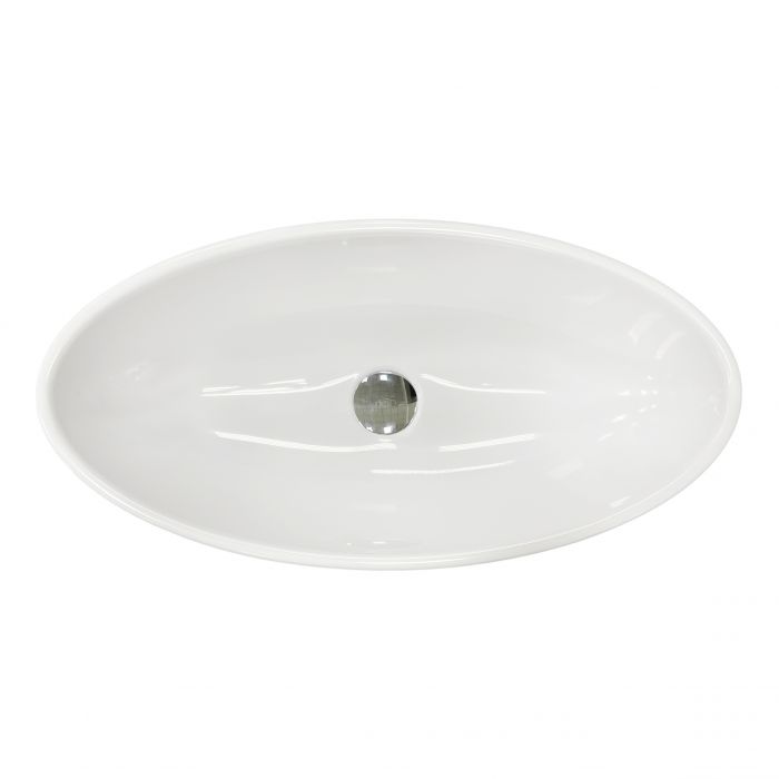 Раковина, умивальник Adamant ANDERE NEW, штучний камінь, овальна, без отвору для змішувача та переливу, 590х295х130мм, накладний, білий