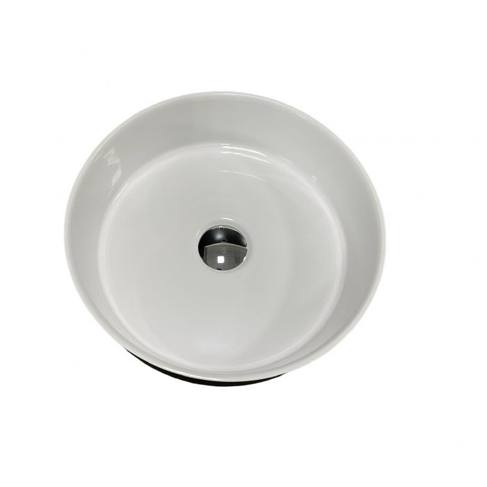 Раковина, умивальник Adamant ARENA, штучний камінь, кругла, без отвору для змішувача та переливу, 360х113мм, врезной, чорно-білий