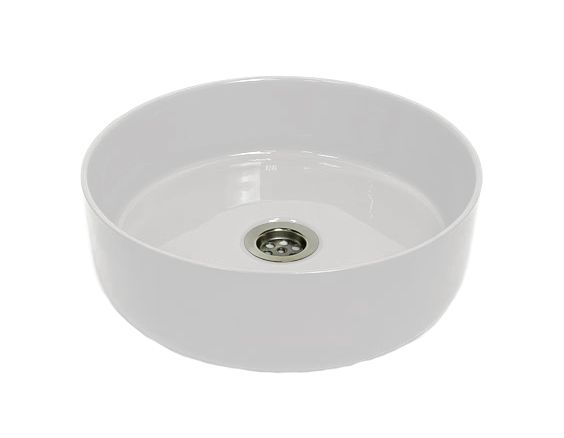 Раковина, умивальник Adamant ARENA, штучний камінь, кругла, без отвору для змішувача та переливу, 360х113мм, накладний, білий