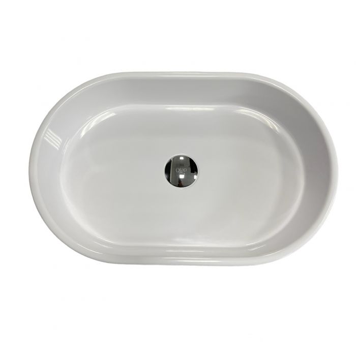 Раковина, умивальник Adamant BESTE NEW, штучний камінь, овальна, без отвору для змішувача та переливу, 540x350x11мм, накладний, чорно-білий