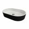 Раковина, умивальник Adamant BESTE NEW, штучний камінь, овальна, без отвору для змішувача та переливу, 540x350x11мм, накладний, чорно-білий