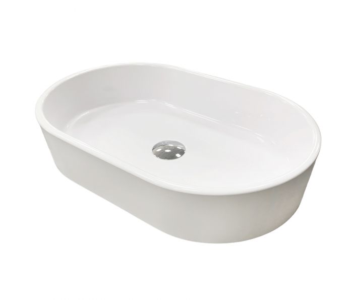 Раковина, умивальник Adamant BESTE NEW, штучний камінь, овальна, без отвору для змішувача та переливу, 540x350x11мм, накладний, білий