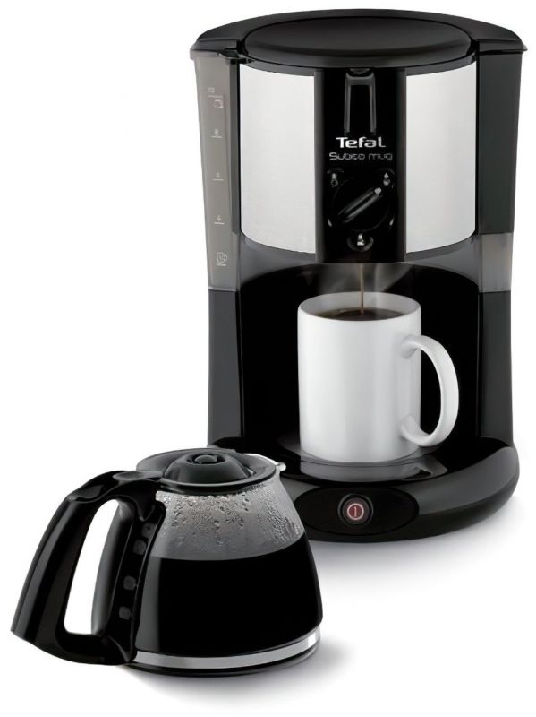 Кавоварка Tefal крапельна Subito Mug 1.25л, мелена, чорно-сріблястий