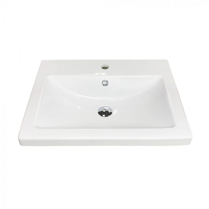 Раковина, умивальник Adamant CERS, штучний камінь, прямокут., з отвором для змішувача, з отвором для переливу, 495x390x158мм, накладний, білий