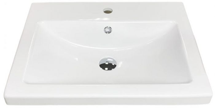Раковина, умивальник Adamant CERS, штучний камінь, прямокут., з отвором для змішувача, з отвором для переливу, 495x390x158мм, накладний, білий