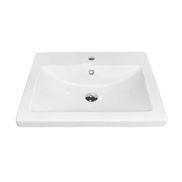 Раковина, умивальник Adamant CERS, штучний камінь, прямокут., з отвором для змішувача, з отвором для переливу, 595x450x158мм, накладний, білий