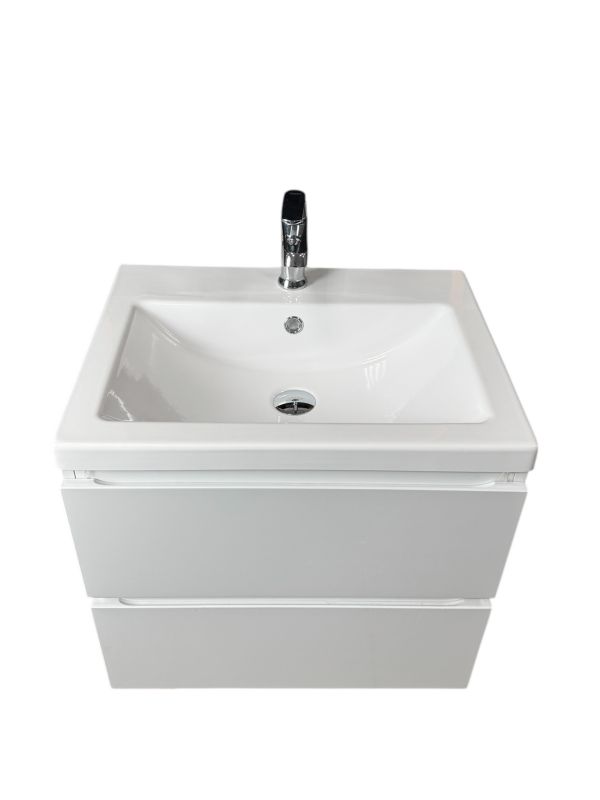 Раковина, умивальник Adamant CERS, штучний камінь, прямокут., з отвором для змішувача, з отвором для переливу, 595x450x158мм, накладний, білий