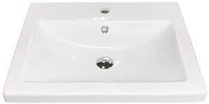 Раковина, умивальник Adamant CERS, штучний камінь, прямокут., з отвором для змішувача, з отвором для переливу, 595x450x158мм, накладний, білий