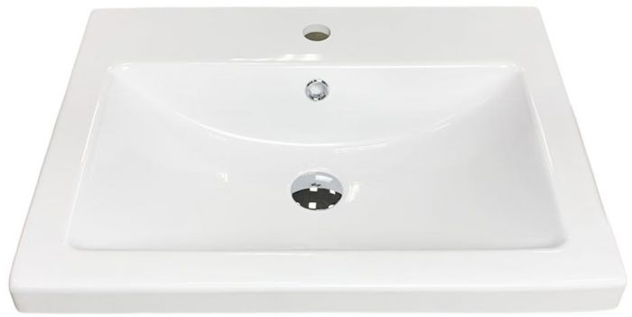 Раковина, умивальник Adamant CERS, штучний камінь, прямокут., з отвором для змішувача, з отвором для переливу, 595x450x158мм, накладний, білий