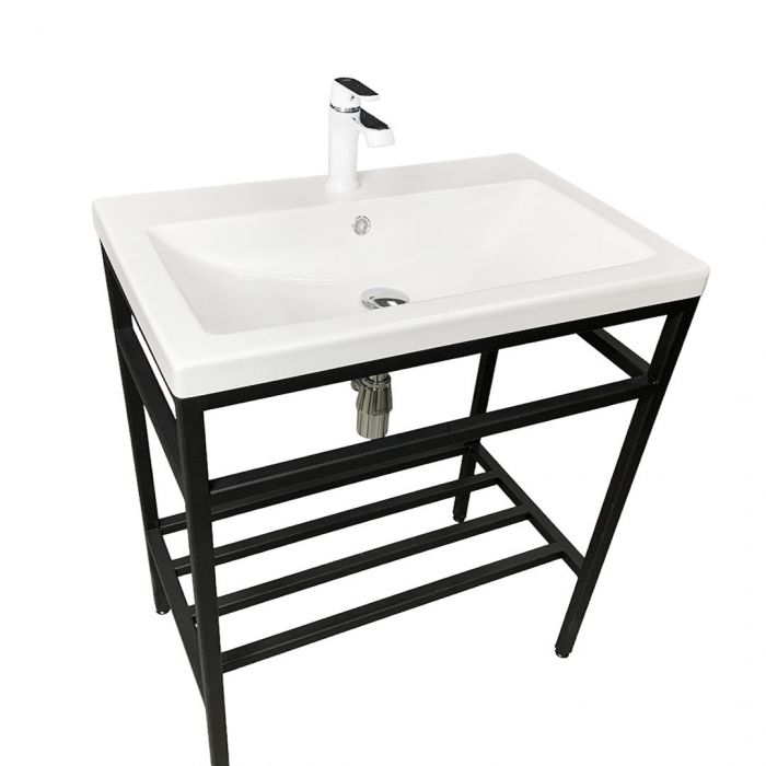 Раковина, умивальник Adamant CERS, штучний камінь, прямокут., з отвором для змішувача, з отвором для переливу, 895x450x158мм, накладний, білий