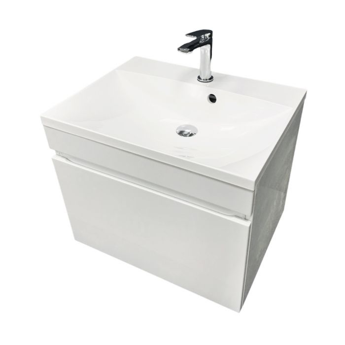 Раковина, умивальник Adamant Emil, штучний камінь, прямокут., з отвором для змішувача, з отвором для переливу, 595х455х138мм, накладний, білий