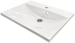 Раковина, умивальник Adamant Emil, штучний камінь, прямокут., з отвором для змішувача, з отвором для переливу, 595х455х138мм, накладний, білий