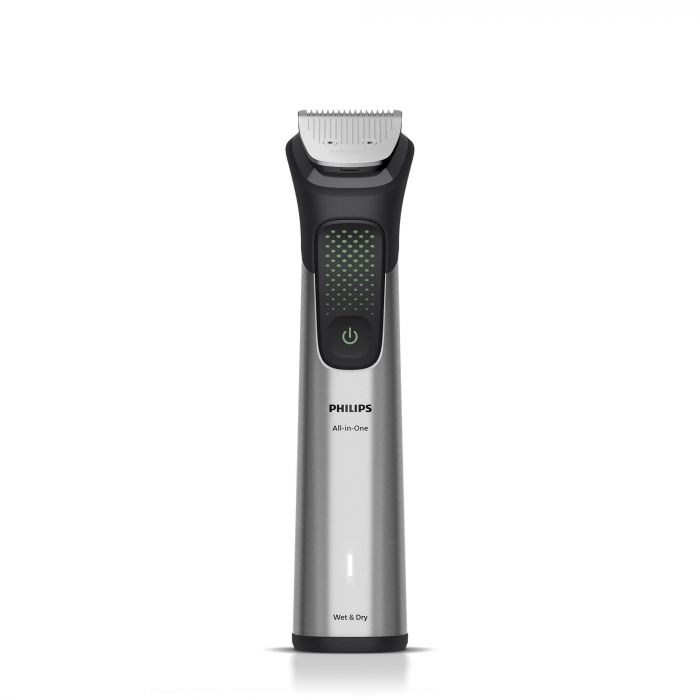Тример Philips Series 9000, для обличчя, голови, тіла, акум., насадок-17, OneBlade в компл., сталь, сірий
