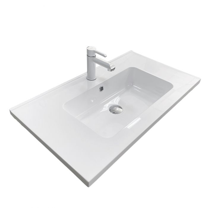 Раковина, умивальник Adamant FLATE, штучний камінь, прямокут., з отвором для змішувача, з отвором для переливу, 800х450х140мм, накладний, білий