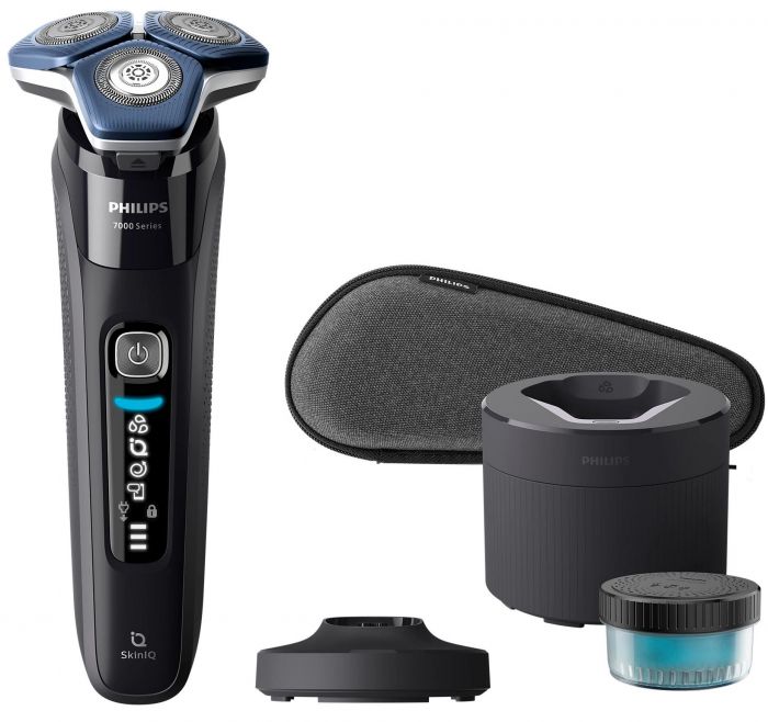 Бритва електр. Philips роторна Series 7000,  бритв.головок-3, Li-Ion, сух.+волог., тример,індикатор заряду, твердий чохол, синій