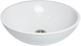 Раковина, умивальник Adamant KREIS, штучний камінь, кругла, без отвору для змішувача та переливу, 420х150мм, накладний, білий
