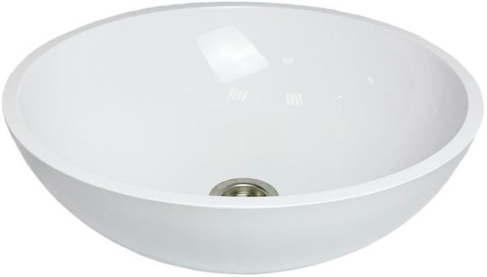 Раковина, умивальник Adamant KREIS, штучний камінь, кругла, без отвору для змішувача та переливу, 420х150мм, накладний, білий