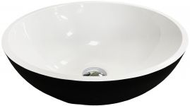 Раковина, умивальник Adamant KREIS, штучний камінь, кругла, без отвору для змішувача та переливу, 420х150мм, накладний, чорно-білий