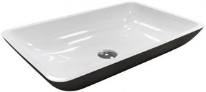 Раковина, умивальник Adamant LOWER, штучний камінь, прямокут., без отвору для змішувача та переливу, 560x360x100мм, накладний, чорно-білий