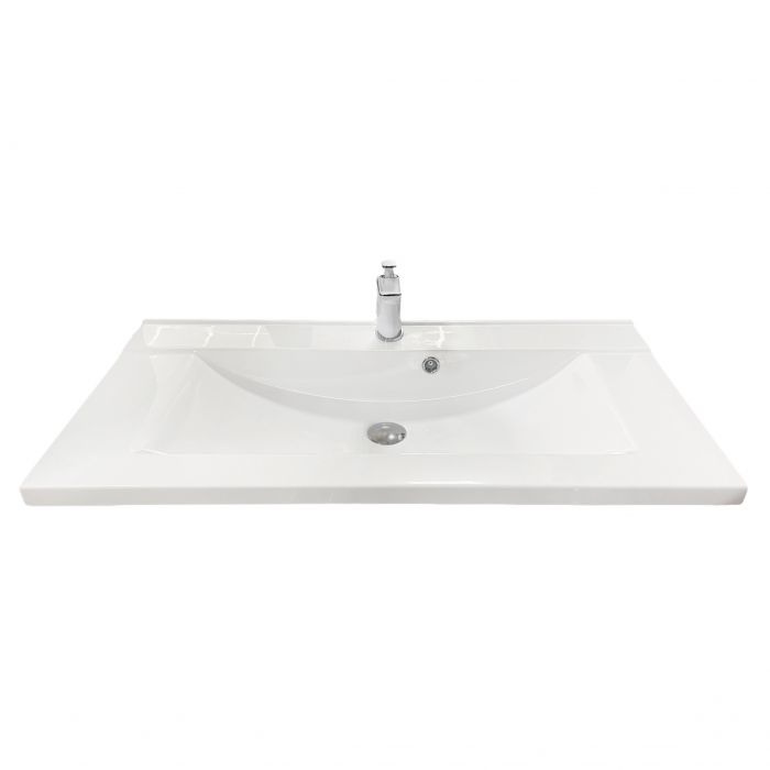 Раковина, умивальник Adamant QUANTO, штучний камінь, прямокут., з отвором для змішувача, з отвором для переливу, 900х447х140мм, накладний, білий