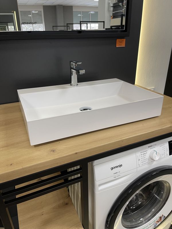 Раковина, умивальник Adamant SLENDER, штучний камінь, прямокут., з отвором для змішувача, без переливу, 605x405x120мм, накладний, білий