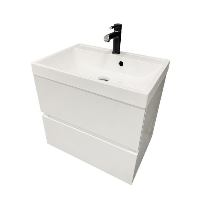 Раковина, умивальник Adamant STRENG NEW, штучний камінь, прямокут., з отвором для змішувача, з отвором для переливу, 590x410x123мм, накладний, білий