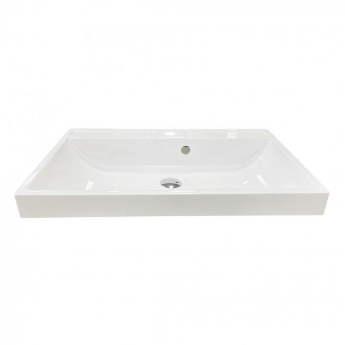 Раковина, умивальник Adamant STRENG NEW, штучний камінь, прямокут., з отвором для змішувача, з отвором для переливу, 590x410x123мм, накладний, білий