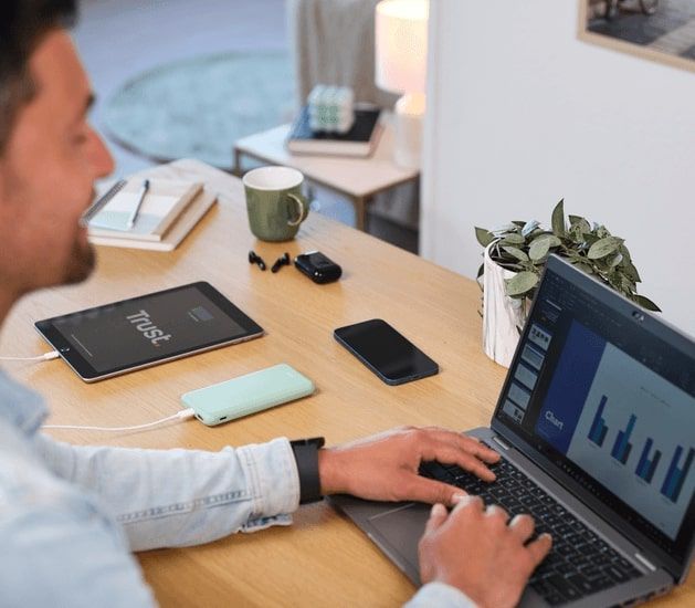 Акумулятор портативний літій-іонний power bank Trust Redoh, 10000мА·год, USB-A/2хUSB-C, 18W, QC 3.0, PD, зелений