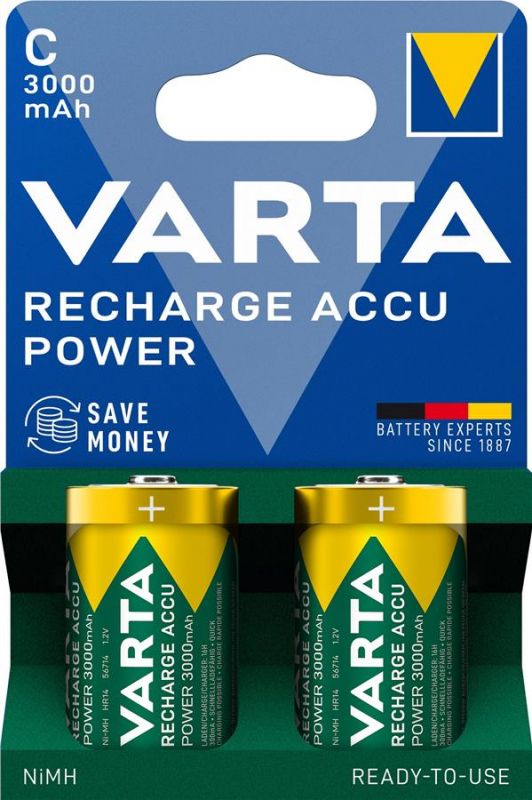 Акумулятор Varta NI-MH Power C(LR14) 3000 мА•г, 2шт