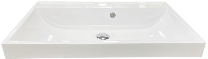 Раковина, умивальник Adamant STRENG NEW, штучний камінь, прямокут., з отвором для змішувача, з отвором для переливу, 690x410x123мм, накладний, білий