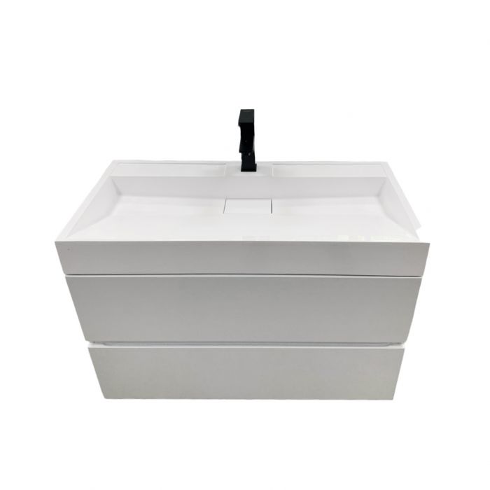 Раковина, умивальник Adamant VISION, штучний камінь, прямокут., з отвором для змішувача, без переливу, 1000х455х110мм, накладний, білий