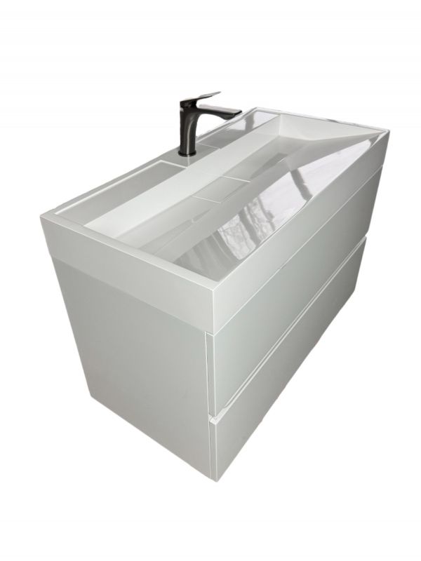 Раковина, умивальник Adamant VISION, штучний камінь, прямокут., з отвором для змішувача, без переливу, 900х455х110мм, накладний, білий