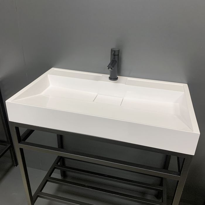 Раковина, умивальник Adamant VISION, штучний камінь, прямокут., з отвором для змішувача, без переливу, 800х455х110мм, накладний, білий