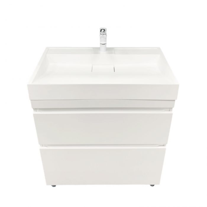 Раковина, умивальник Adamant VISION, штучний камінь, прямокут., з отвором для змішувача, без переливу, 800х455х110мм, накладний, білий