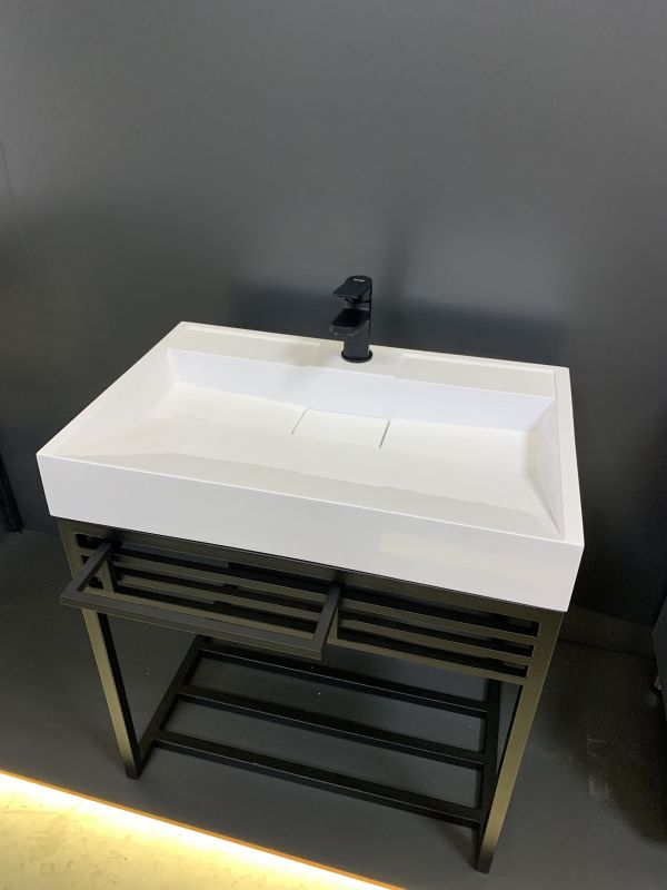 Раковина, умивальник Adamant VISION, штучний камінь, прямокут., з отвором для змішувача, без переливу, 700х455х110мм, накладний, білий