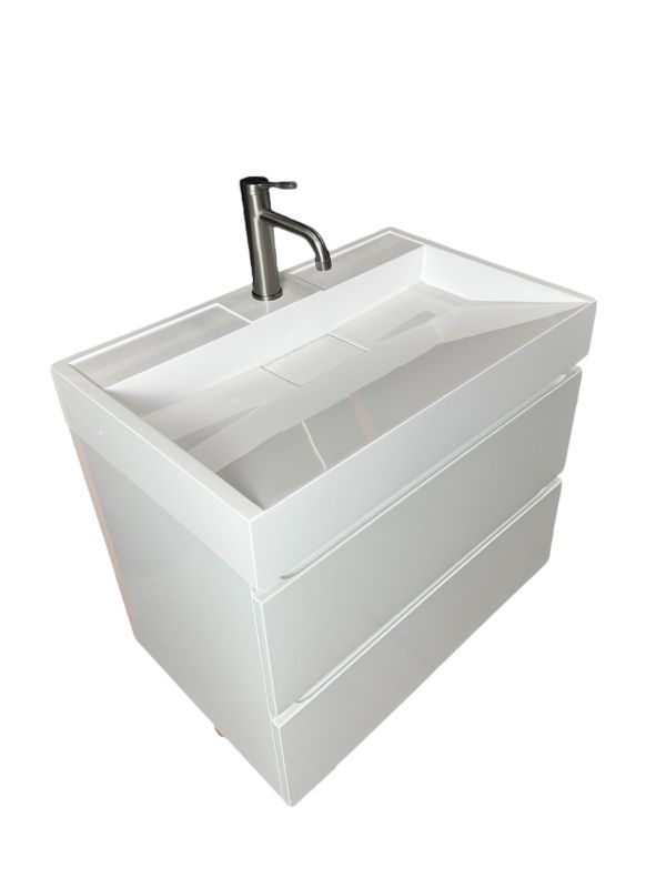 Раковина, умивальник Adamant VISION, штучний камінь, прямокут., з отвором для змішувача, без переливу, 700х455х110мм, накладний, білий